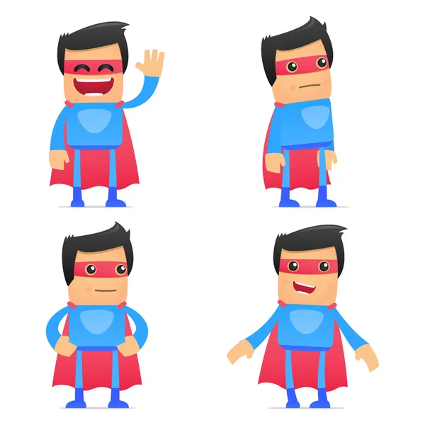 Set of funny cartoon superhero Vector Graphics