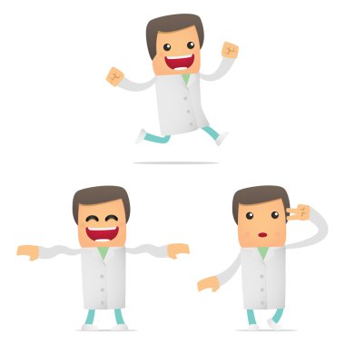 Set of funny cartoon doctor clipart