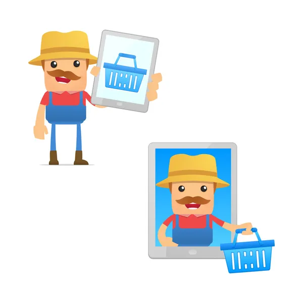 Set of funny cartoon farmer — Stock Vector