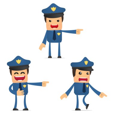 Set of funny cartoon policeman clipart