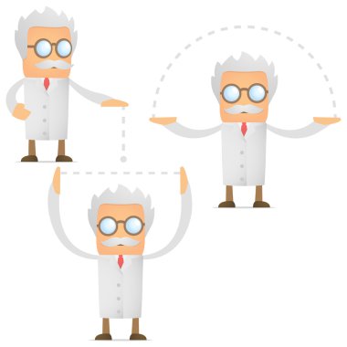 Set of funny cartoon scientist clipart