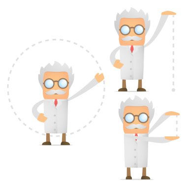 Set of funny cartoon scientist clipart