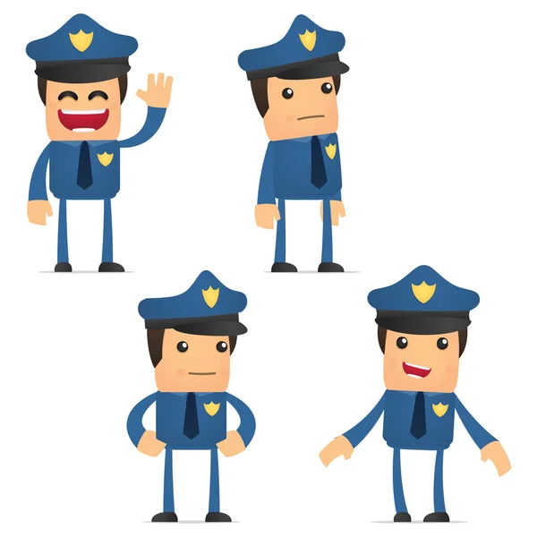 Набор смешных мультяшных полицейских — стоковый вектор