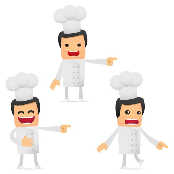 Verzameling van grappige cartoon chef-kok — Stockvector