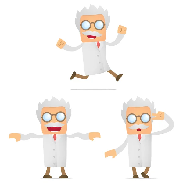 stock vector Set of funny cartoon scientist