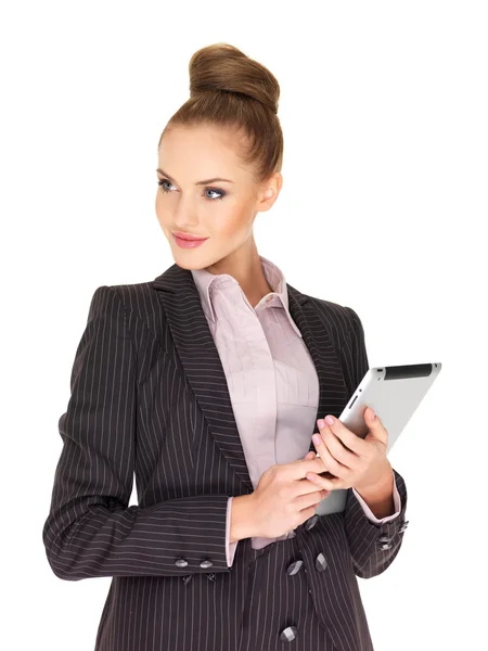 Jonge zakenvrouw werken op Tablet PC — Stockfoto