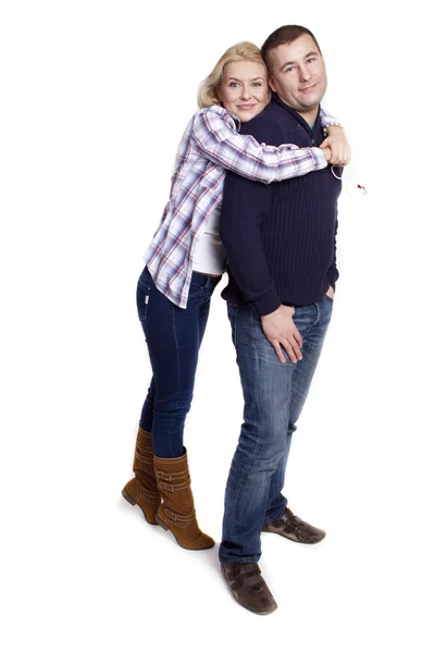 Porträt eines schönen jungen glücklich lächelnden Paares - isoliert — Stockfoto