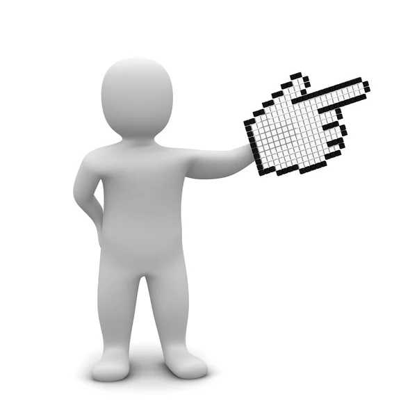 Man and hand mouse cursor — Stock Photo, Image