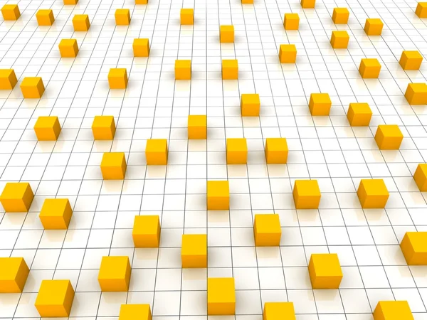 Orange cubes and grid — Stock Photo, Image