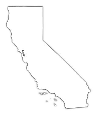 California (USA) outline map with shadow clipart