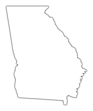 Georgia (USA) outline map with shadow clipart