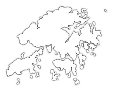 Hong Kong outline map with shadow clipart