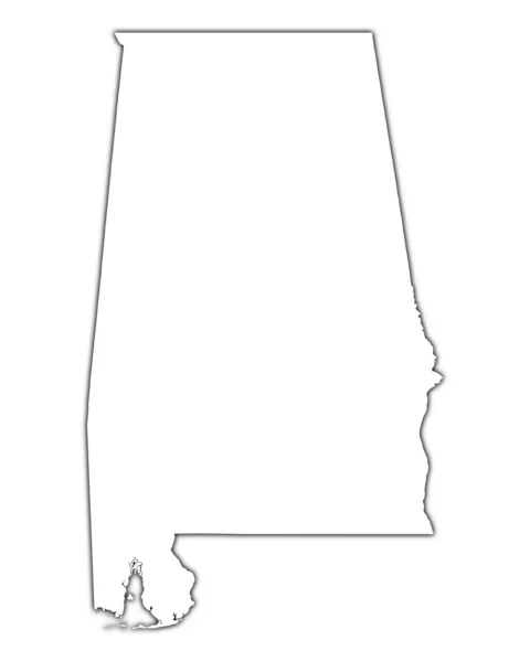 Alabama (EUA) esboço mapa com sombra — Fotografia de Stock