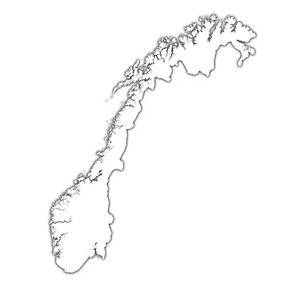 挪威大纲地图与阴影 — 图库照片