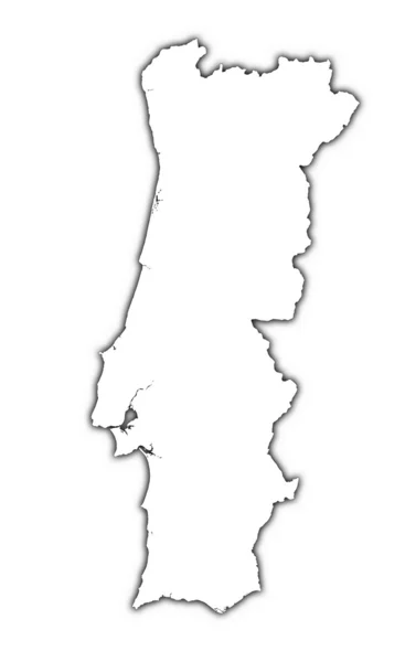 Portugal esquema mapa con sombra —  Fotos de Stock