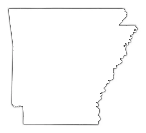 Arkansas(USA) osnovy mapa se stínem — Stock fotografie