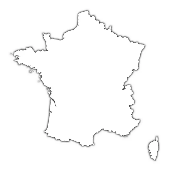 Francia esquema mapa con sombra — Foto de Stock