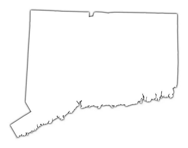 Карта Коннектикута (США) с тенью — стоковое фото