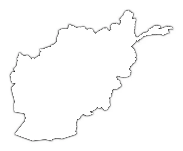 Mapa Afghánistánu osnovy se stínem — Stock fotografie