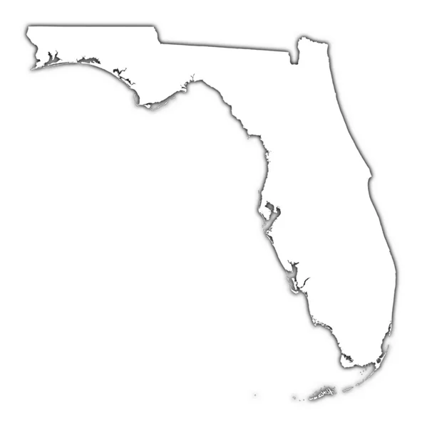 Mapa del contorno de Florida (EE.UU.) con sombra — Foto de Stock