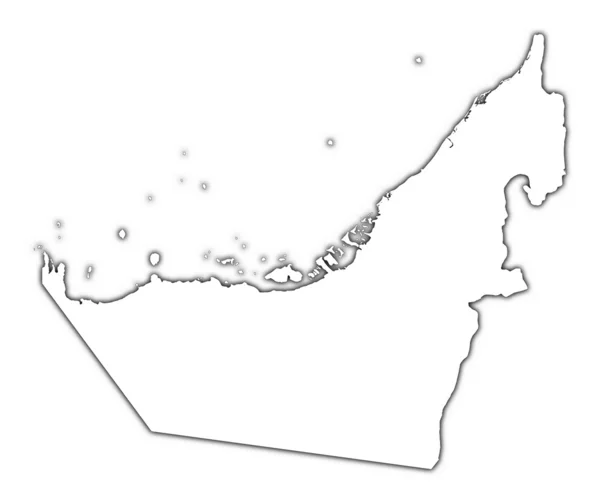 Карта очертаний Объединенных Арабских Эмиратов с тенью — стоковое фото