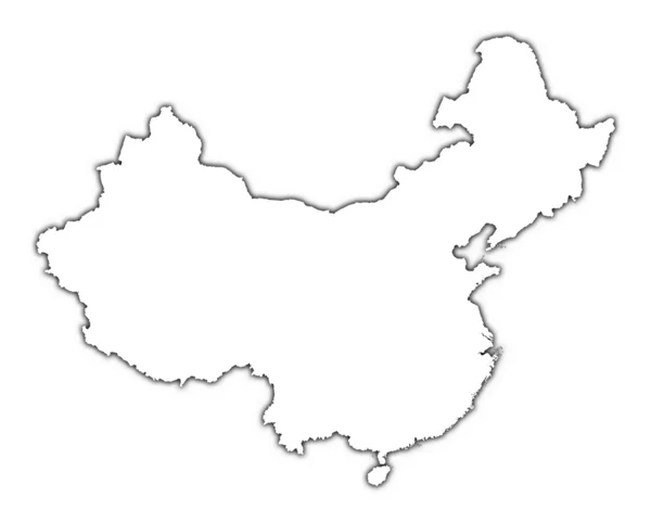 Chiny mapa przeglądowa z cieniem — Zdjęcie stockowe
