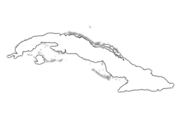 그림자와 함께 쿠바 개요 지도 — 스톡 사진
