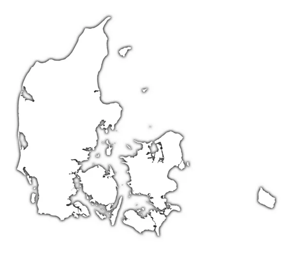 Denemarken overzicht kaart met schaduw — Stockfoto