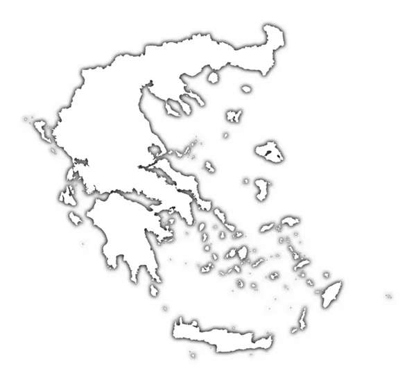 Griekenland overzicht kaart met schaduw — Stockfoto