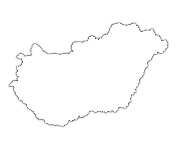 Mapa Maďarsko osnovy se stínem — Stock fotografie