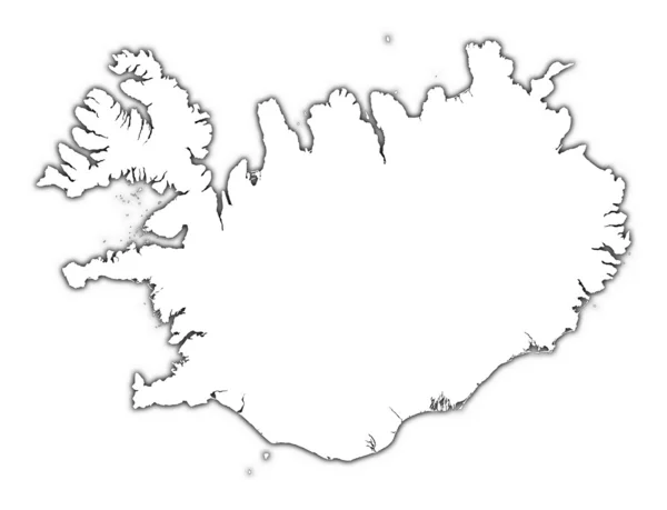 그림자와 함께 아이슬란드 개요 지도 — 스톡 사진