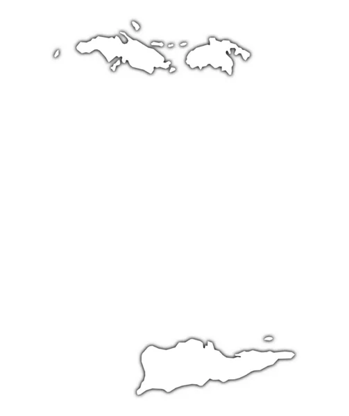 Peta garis luar Kepulauan Virgin dengan bayangan — Stok Foto