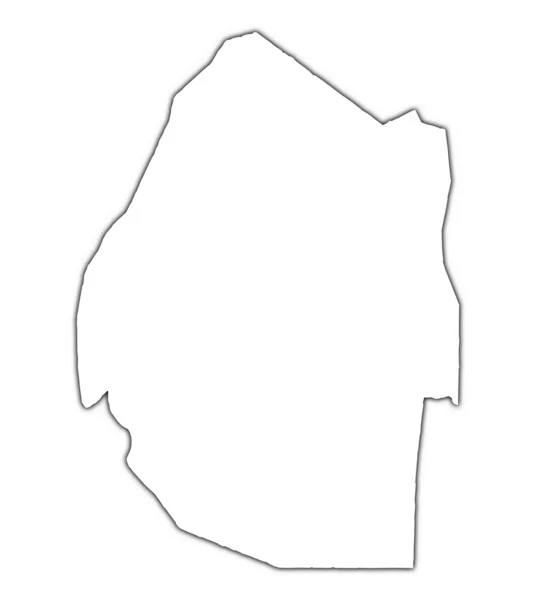 Mapa przeglądowa Suazi z cieniem — Zdjęcie stockowe