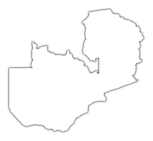 Mapa przeglądowa Zambii z cieniem — Zdjęcie stockowe