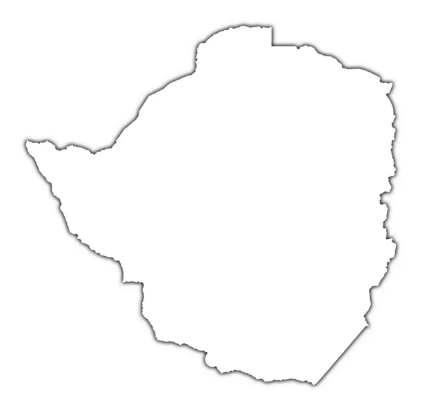 Mapa przeglądowa Zimbabwe z cieniem — Zdjęcie stockowe
