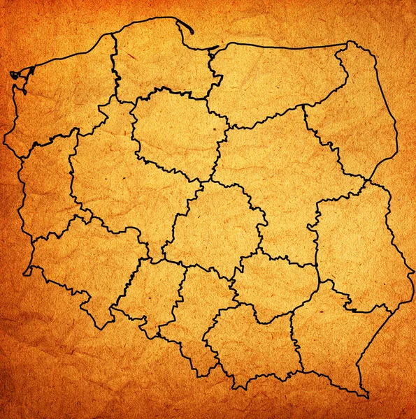 波兰的行政地图 — 图库照片