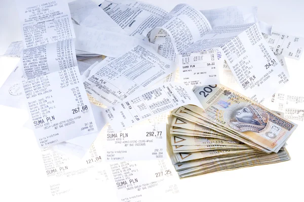 Money and receipts — Stock Photo, Image