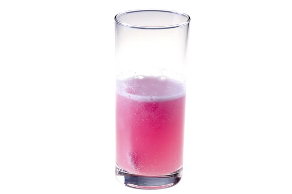 Pink drink of effervescent tablet — Stock Photo, Image