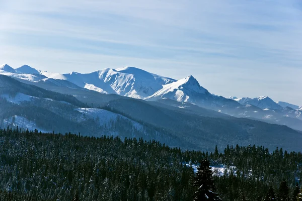 Біля підніжжя гори в зимовий пейзаж. — стокове фото