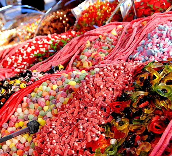 Pick n Mix Sweet Stall at a market — Stock Photo, Image
