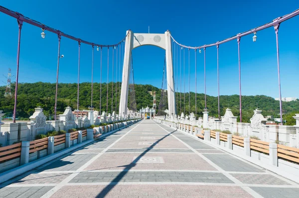 stock image Brick footbridge to green hill