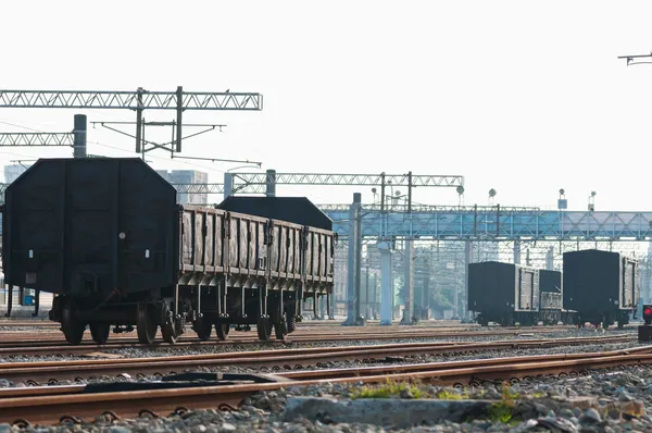 Freight train carriages on railway — Stock Photo, Image