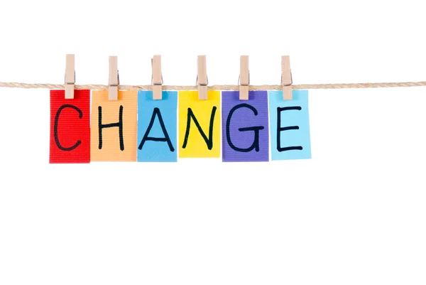 Αλλαγή, τις πολύχρωμες λέξεις Κρατήσου από σχοινί — Φωτογραφία Αρχείου
