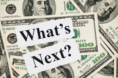 What is next concept, words on hundreds US notes clipart