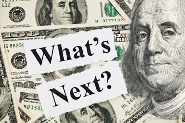 What is next concept, words on hundreds US notes clipart