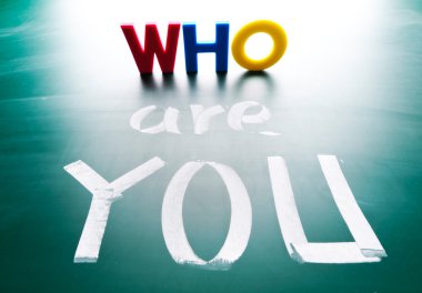 Who are you, concept words on blackboard. clipart