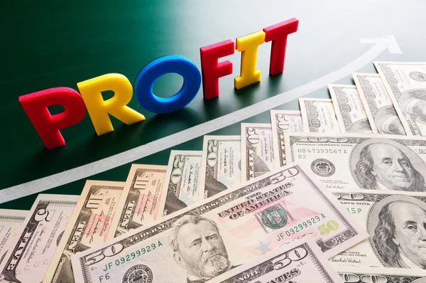 Profit words and growing US dollars — Stock Photo, Image