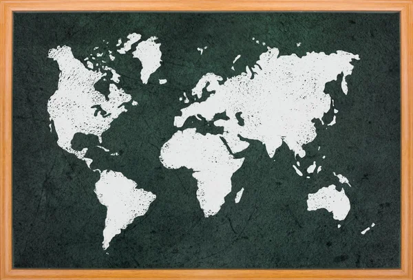 在黑板上绘制的世界地图 — 图库照片