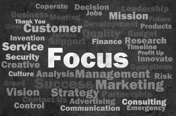 Focus concept con altre parole correlate — Foto Stock