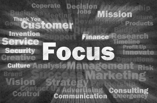 Focus concept met andere verwante woorden — Stockfoto